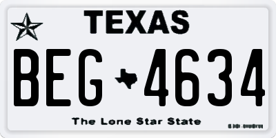 TX license plate BEG4634