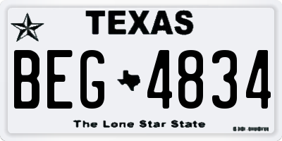 TX license plate BEG4834