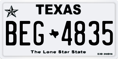 TX license plate BEG4835