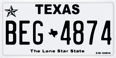 TX license plate BEG4874