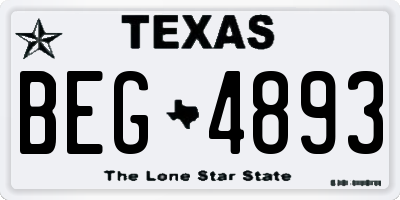 TX license plate BEG4893