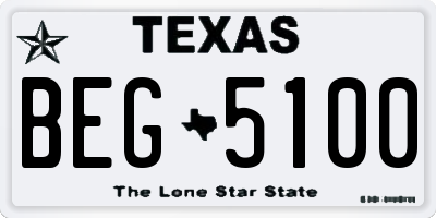 TX license plate BEG5100