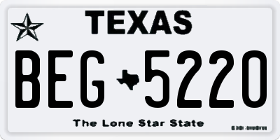 TX license plate BEG5220