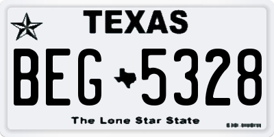 TX license plate BEG5328