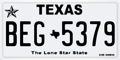 TX license plate BEG5379