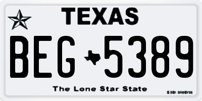 TX license plate BEG5389