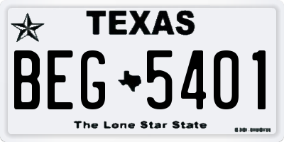TX license plate BEG5401