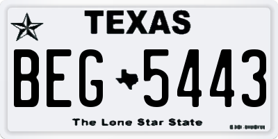 TX license plate BEG5443