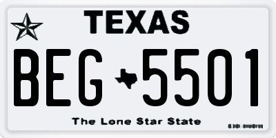 TX license plate BEG5501
