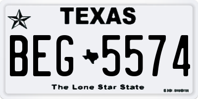 TX license plate BEG5574