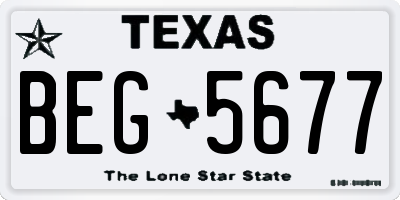 TX license plate BEG5677