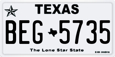 TX license plate BEG5735