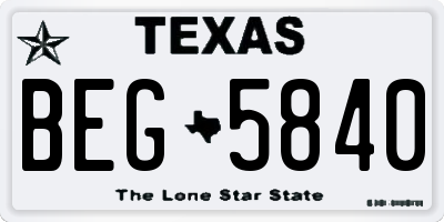 TX license plate BEG5840