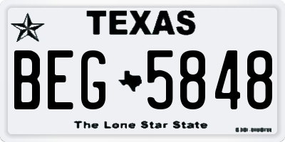 TX license plate BEG5848