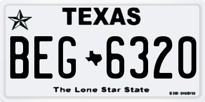 TX license plate BEG6320