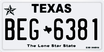 TX license plate BEG6381