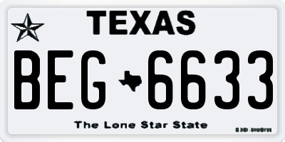 TX license plate BEG6633