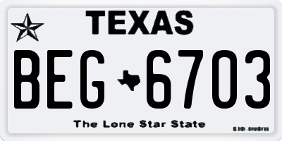 TX license plate BEG6703
