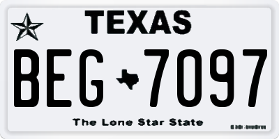 TX license plate BEG7097