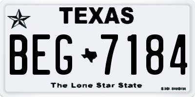 TX license plate BEG7184