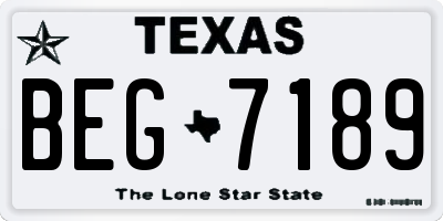 TX license plate BEG7189