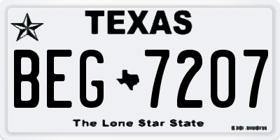 TX license plate BEG7207