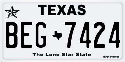 TX license plate BEG7424