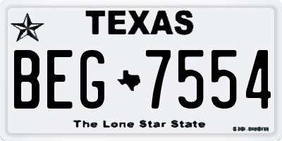 TX license plate BEG7554