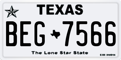 TX license plate BEG7566