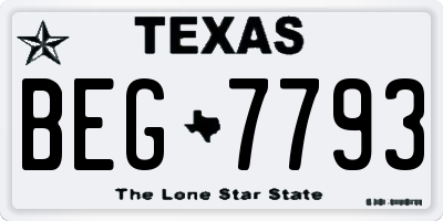 TX license plate BEG7793