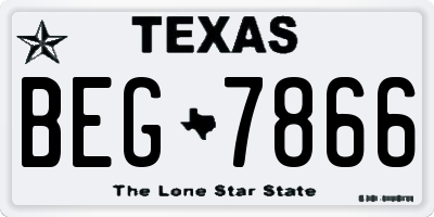 TX license plate BEG7866