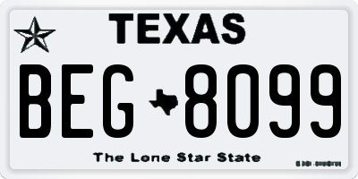 TX license plate BEG8099
