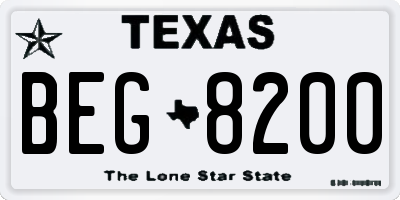 TX license plate BEG8200