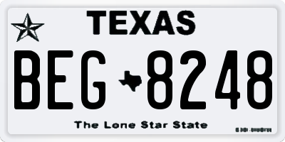 TX license plate BEG8248