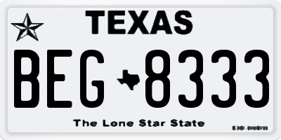 TX license plate BEG8333