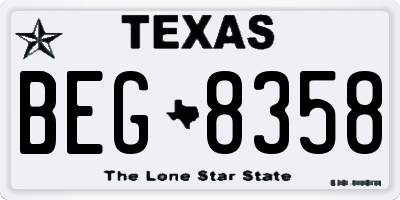 TX license plate BEG8358
