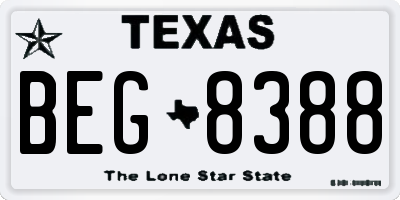 TX license plate BEG8388