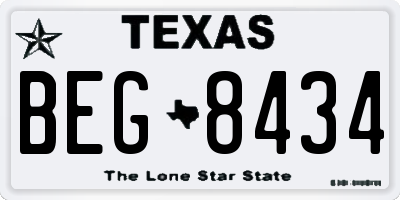 TX license plate BEG8434