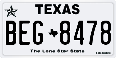 TX license plate BEG8478