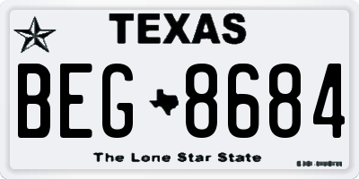 TX license plate BEG8684