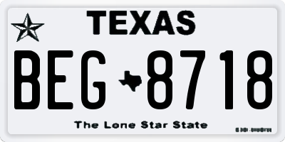 TX license plate BEG8718