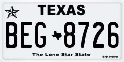 TX license plate BEG8726