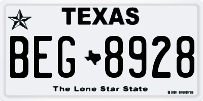 TX license plate BEG8928