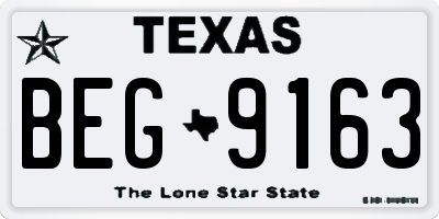 TX license plate BEG9163