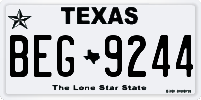TX license plate BEG9244