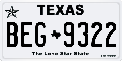 TX license plate BEG9322