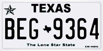 TX license plate BEG9364