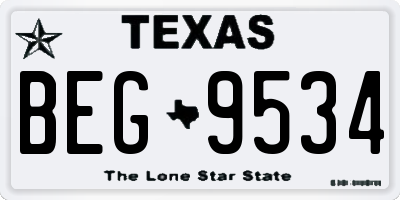 TX license plate BEG9534