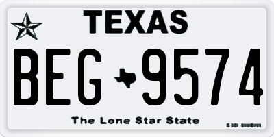 TX license plate BEG9574
