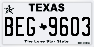 TX license plate BEG9603